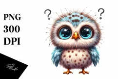 Funny Baby Owl Portrait Big Eyes | Sublimation | Clipart Product Image 3