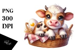 Cute Highland Cow in Egg Basket | Sublimation | Clipart Product Image 3