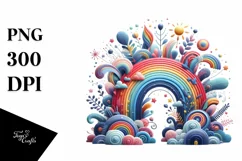 Colorful Wimsical Rainbow Watercolor Clipart Product Image 1