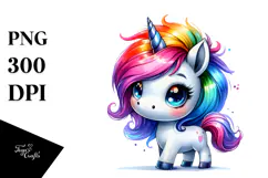 Cute Unicorn with Cool Haircut PNG Product Image 1