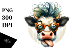 Funny Cow with Cool Hair, PNG Product Image 1