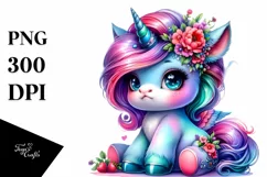 Cute Baby Unicorn Sitting PNG Product Image 3