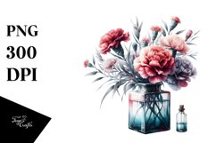 Abstract Jar with Large Carnation | Clipart Product Image 3