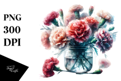 Abstract Jar with Large Carnation | Clipart Product Image 1