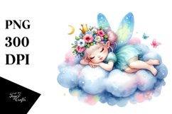 Colorful Fairy Napping Cloud | Sublimation | Clipart Product Image 1