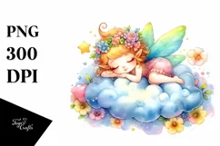 Colorful Fairy Napping Cloud | Sublimation | Clipart Product Image 1