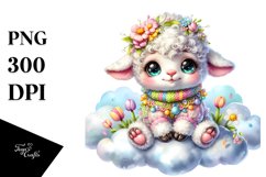 Baby Lamb with Spring Clothes, Colorful PNG Product Image 1
