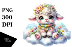 Baby Lamb with Spring Clothes, Colorful PNG Product Image 1