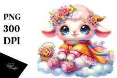 Baby Lamb with Spring Clothes, Colorful PNG Product Image 1