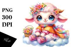 Baby Lamb with Spring Clothes, Colorful PNG Product Image 1
