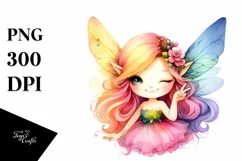 Colorful Winking Fairy | Sublimation | Clipart Product Image 1