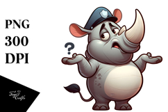 Goofy Cartoon Rhino with Bandana, Transparent PNG Product Image 1
