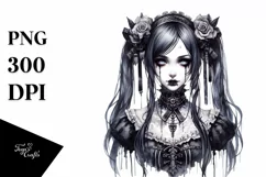 Detailed Watercolor Gothic Girl Product Image 3