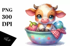 Colorful Smiling Baby Cow Clipart Product Image 1