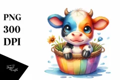 Colorful Baby Cow in Pocket | Clipart Product Image 3
