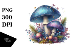 Shiny Magical Mushroom Watercolor Splash PNG Product Image 1