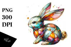 Colorful Bunny with Golden Insertions, PNG Product Image 1