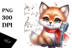 Singer Look Baby Fox with Big Eyes PNG Product Image 1