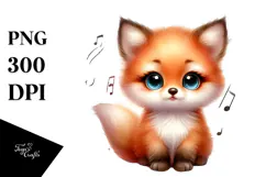 Singer Look Baby Fox with Big Eyes PNG Product Image 1