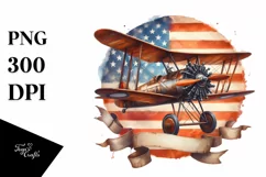 Vintage USA Flag Biplane Ribbons | Sublimation Clipart Product Image 3