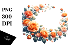 Vibrant Frame with Orange Roses PNG Product Image 1