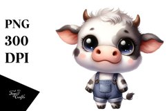Watercolor Cute Baby Cow Clipart Product Image 3