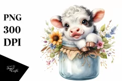Cute Highland Cow Smiling in Jar | Sublimation | Clipart Product Image 3