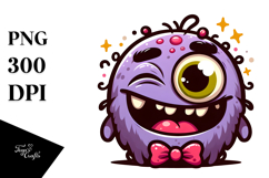 Silly Monster with Winking Eye, Joyful Cartoon Product Image 1