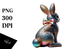 Glittery Vintage Bunny Sitting View from Back, PNG Product Image 1