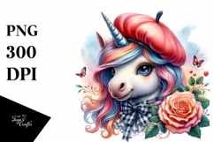Colorful Beret Unicorn PNG Product Image 3