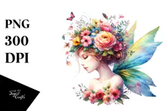 Fairy with Floral Wreath, PNG Product Image 1