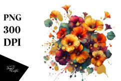 Vibrant Bouquet with Vibrant Nasturtium | Gold Foil Clipart Product Image 3