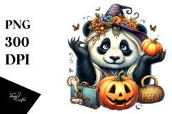Whimsical Funny Panda Pumpkin | Clipart Product Image 1