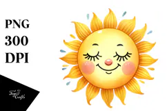 Whimsical Watercolor Sun, PNG Product Image 1