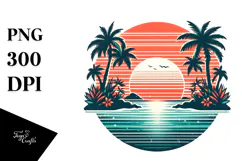 Retro Tropical Island Sunset, 20 oz Tumbler Product Image 1