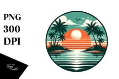 Retro Tropical Island Sunset, 20 oz Tumbler Product Image 1