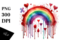 Colorful Rainbow Heart, Digital Painting PNG Product Image 1