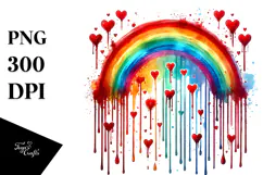 Colorful Washed Rainbow with Blood and Hearts, Transparent Product Image 1