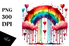 Washed Rainbow with Hearts PNG Product Image 1