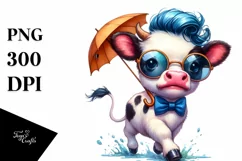 Cute Baby Cow Running PNG Product Image 1