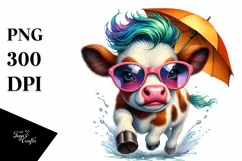 Cute Baby Cow Running PNG Product Image 3