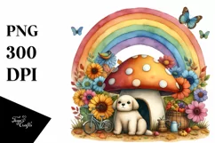 Rainbow Mushroom Bird Butterfly Bike | Sublimation | Clipart Product Image 1