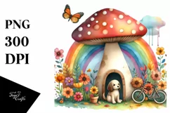 Rainbow Mushroom Bird Butterfly Bike | Sublimation | Clipart Product Image 3