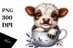 Cute Highland Cow Smiling in Cup | Sublimation | Clipart Product Image 3