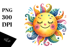 Colorful Whimsical Sun in Watercolor Product Image 1