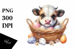 Cute Highland Cow Smiling in Egg Basket | Sublimation | Product Image 3