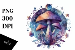 Celestial Mushroom in Vivid Colors, PNG Product Image 1