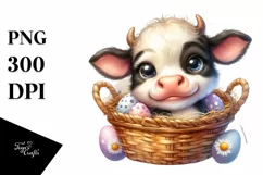 Cute Highland Cow Smiling in Egg Basket | Sublimation | Product Image 3