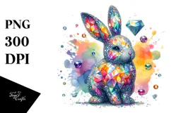 Colorful Bunny Made of Diamonds, PNG Product Image 1