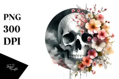 Skulls with Spring Flowers, Transparent PNG Product Image 1